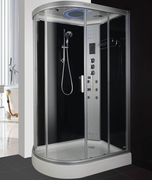 LW18 Right Handed Black Offset Quadrant Enclosure & Steam Shower Cabin (1200 x 800)