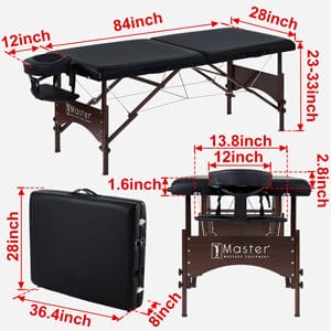 Master Massage 70cm Price Competitive Argo Portable Massage Table Package in Cream w/ Walnut Legs