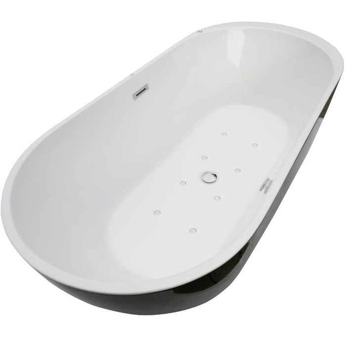 Colombo Black Double Ended Freestanding / Whirlpool Bath  - 1700mm x 800mm With 8 Spa Jets