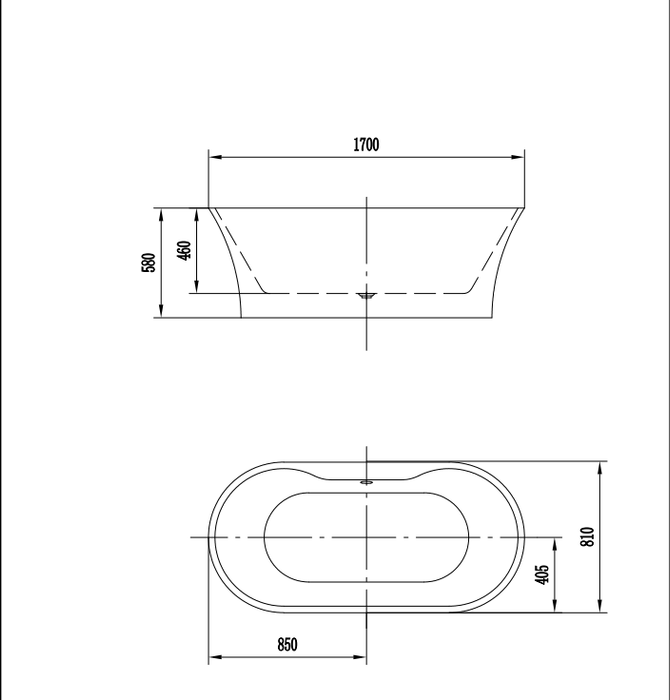 Lisna Waters - Vegas Double Ended Small Freestanding Bath With Tap Ledge (1700mm x 800mm)